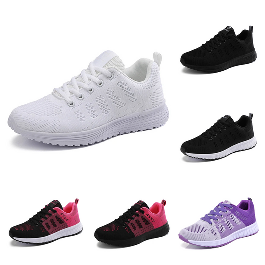 Zapatos Deportivos informales para hombre y mujer, zapatillas de malla de aire tejidas a la moda, calzado antideslizante negro, zapatos transpirables para correr