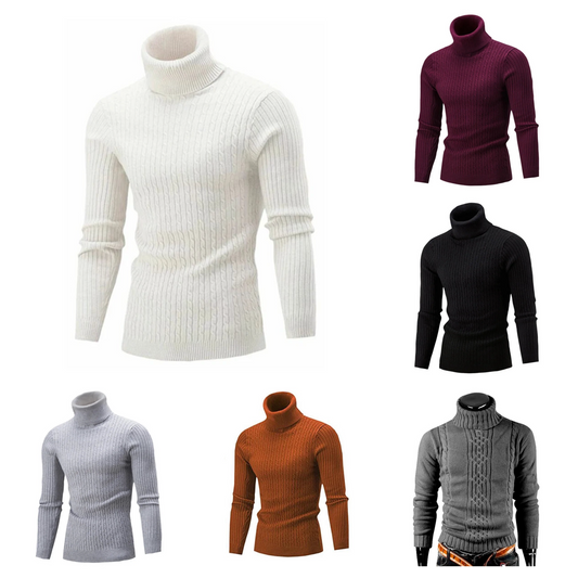 Suéter de cuello alto de alta calidad para hombre, suéter grueso, suéter informal, jersey de invierno