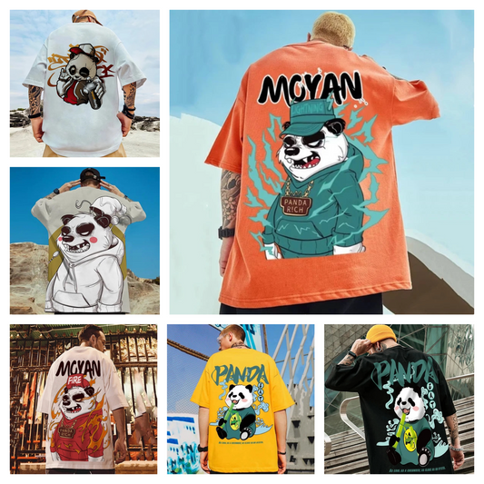 Camiseta con estampado de panda de anime vintage kawaii, divertidas camisetas casuales de verano para hombre, camisetas de manga corta para hombre, camisetas de talla grande, ropa y2k para hombre