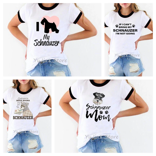 Camiseta de Schnauzer Mom para Mujer, ropa de verano, camiseta estampada