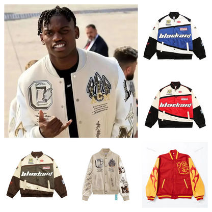 Chaqueta retro americana  estilo hip-hop de calle alta con letras bordadas, uniforme de béisbol, chaqueta holgada de gran tamaño personalizada