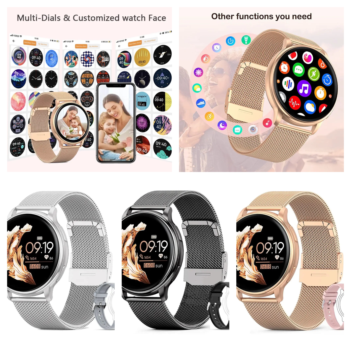 Reloj inteligente con Bluetooth para hombre y mujer, pulsera de acero con Dial personalizado, seguimiento de actividad deportiva, control del ritmo cardíaco, compatible con Android e IOS, G35