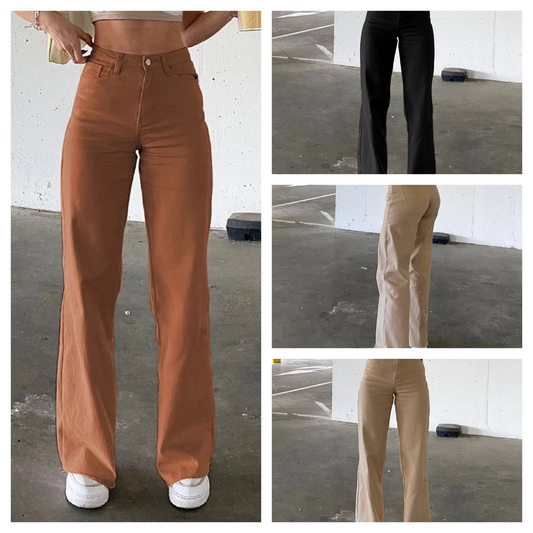 Pantalones vaqueros rectos para mujer, vaqueros de cintura alta con cremallera, longitud hasta el tobillo, bolsillos sueltos, estiramiento ligero, ropa de calle