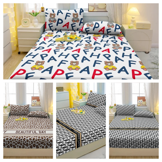 Sábana bajera mate con letras impresas, funda de cama estampada para dormitorio, ropa de cama, fundas de almohada no incluidas