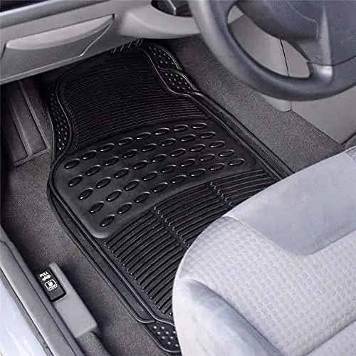 GREATOOL Set de 4 Alfombrillas de Coche, Universales para Coche, Alfombras Delanteras y Traseras con Goma Flexible para vehículos (Terciopelo Negro)