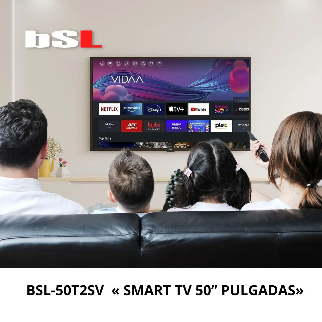 Smart TV 50 pulgadas VIDAA BSL-50T2SV | WiFi | RJ45 | Resolución UHD 3840X2160p | USB | DVBT2/S2/C | Compatible con Youtube, Netflix, Disney+, Dazn, prime | HDMI [clase de eficiencia energética E].