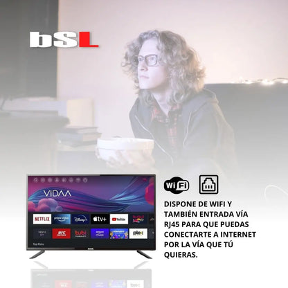 Smart TV 50 pulgadas VIDAA BSL-50T2SV | WiFi | RJ45 | Resolución UHD 3840X2160p | USB | DVBT2/S2/C | Compatible con Youtube, Netflix, Disney+, Dazn, prime | HDMI [clase de eficiencia energética E].