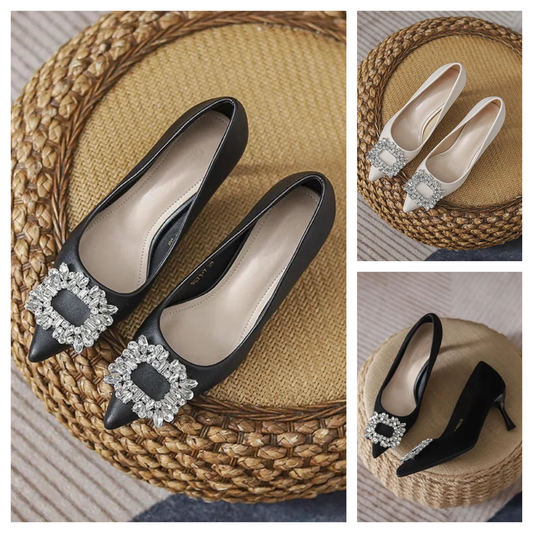 Zapatos de boda informales Para Mujer, Tacones altos cómodos y sexis con diamantes de imitación