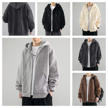 Sudaderas para hombre, ropa con capucha negra para hombre, sudaderas con capucha lisas con cremallera completa, novedad de otoño e invierno, de alta calidad, sencillas y sueltas