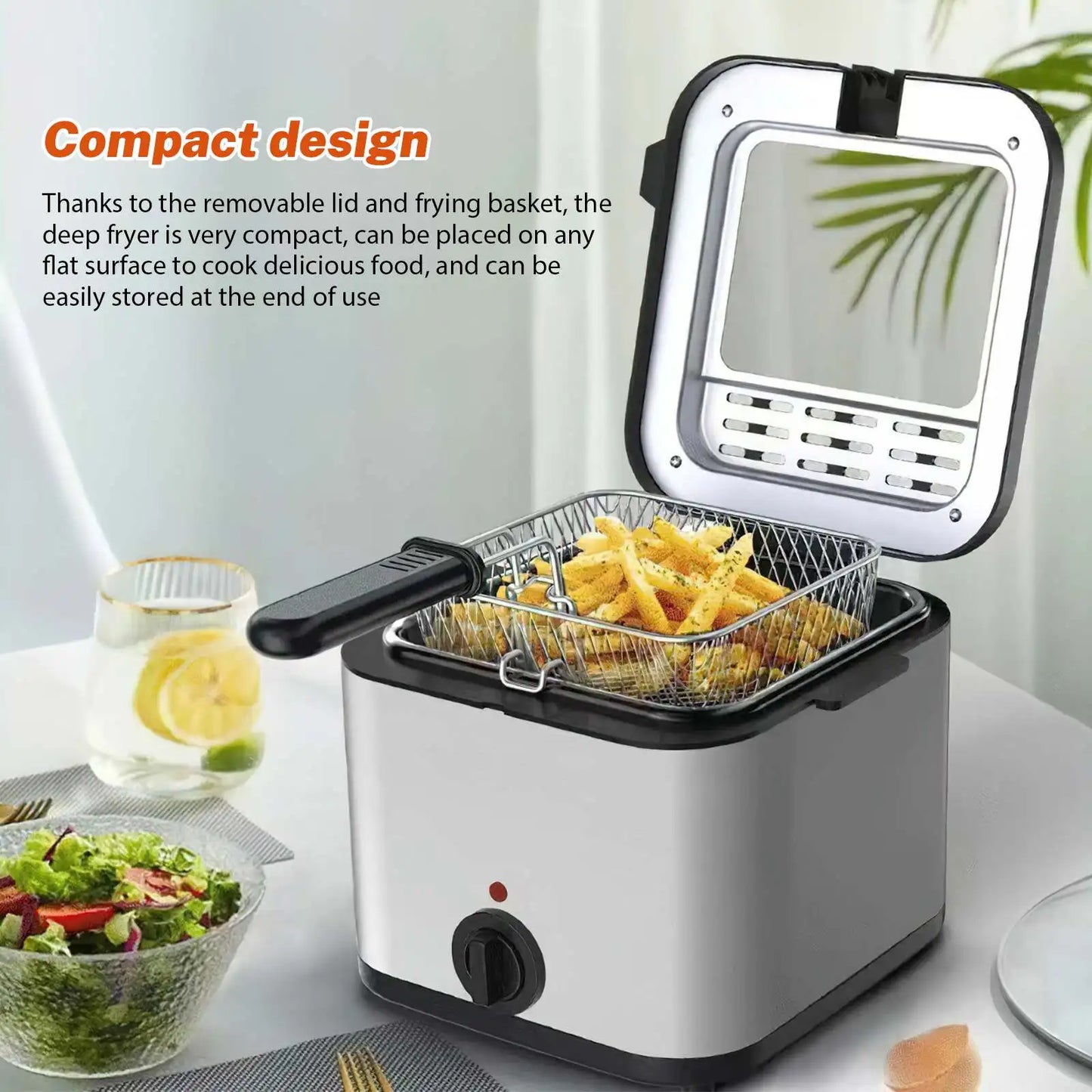 Freidora eléctrica de 220 V, 2,5 l, para freír patatas fritas, horno, olla caliente, pollo frito, parrilla, termostato ajustable, para cocinar en la cocina