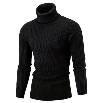 Suéter de cuello alto de alta calidad para hombre, suéter grueso, suéter informal, jersey de invierno