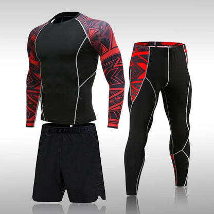 Traje deportivo para hombre, MMA, running, ropa deportiva de secado rápido, traje de compresión, entrenamiento físico, mallas deportivas de 3 piezas