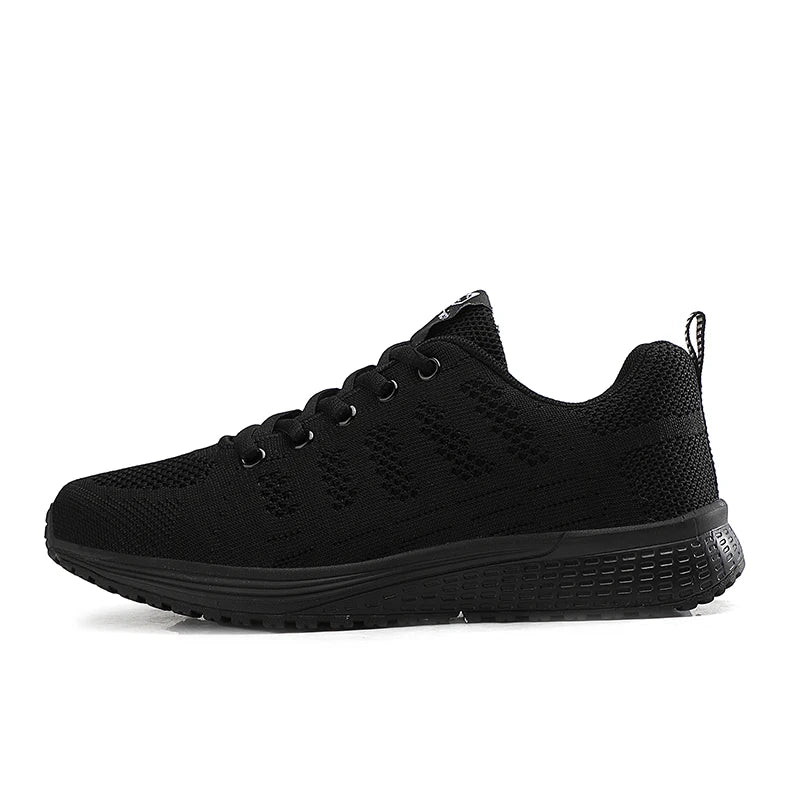 Zapatos Deportivos informales para hombre y mujer, zapatillas de malla de aire tejidas a la moda, calzado antideslizante negro, zapatos transpirables para correr