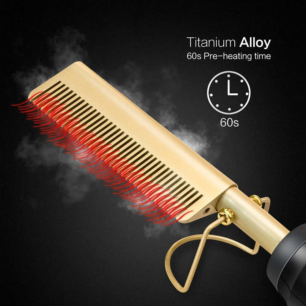 Peine Alisador Eléctrico con Calor, Cepillo Térmico para el Pelo, Plancha de Alisado para el Cabello