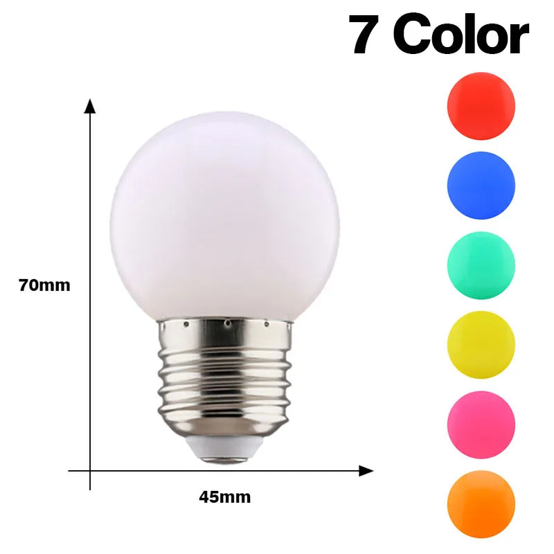 Bombilla Led colorida G45 E27, lámpara de 220V, color rojo, amarillo, azul, verde, rosa, naranja, blanco, Navidad, boda, luz nocturna para interiores, 1W, 2 unidades por lote