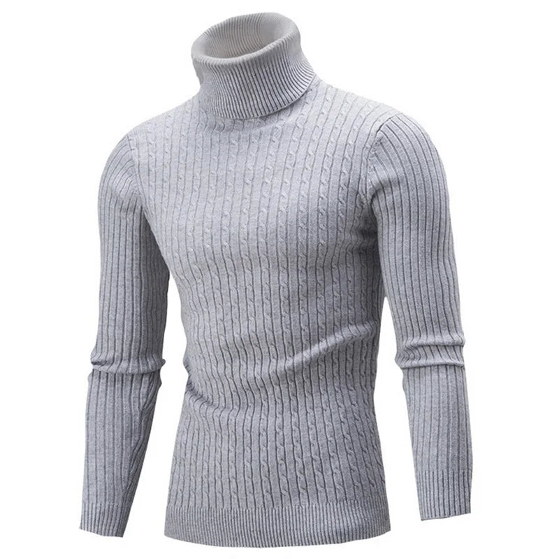 Suéter de cuello alto de alta calidad para hombre, suéter grueso, suéter informal, jersey de invierno