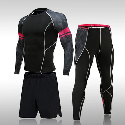 Traje deportivo para hombre, MMA, running, ropa deportiva de secado rápido, traje de compresión, entrenamiento físico, mallas deportivas de 3 piezas