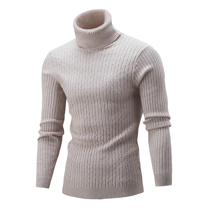 Suéter de cuello alto de alta calidad para hombre, suéter grueso, suéter informal, jersey de invierno