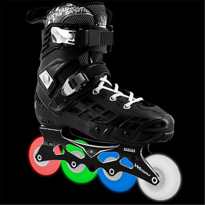 Patines WEIQIU 3 ruedas 100 mm/4 ruedas 76 mm 80 mm múltiples patines en línea zapatillas con LED Flash Shine patinaje neumático negro blanco oro