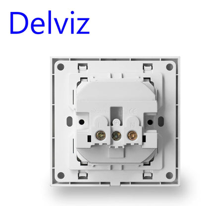 Toma de corriente estándar de la UE de Delviz, conector integrado para el hogar, 86 mm x 86 mm, material de PC de alta calidad, CA 110 V-250 V, toma de corriente de pared blanca de 16 A