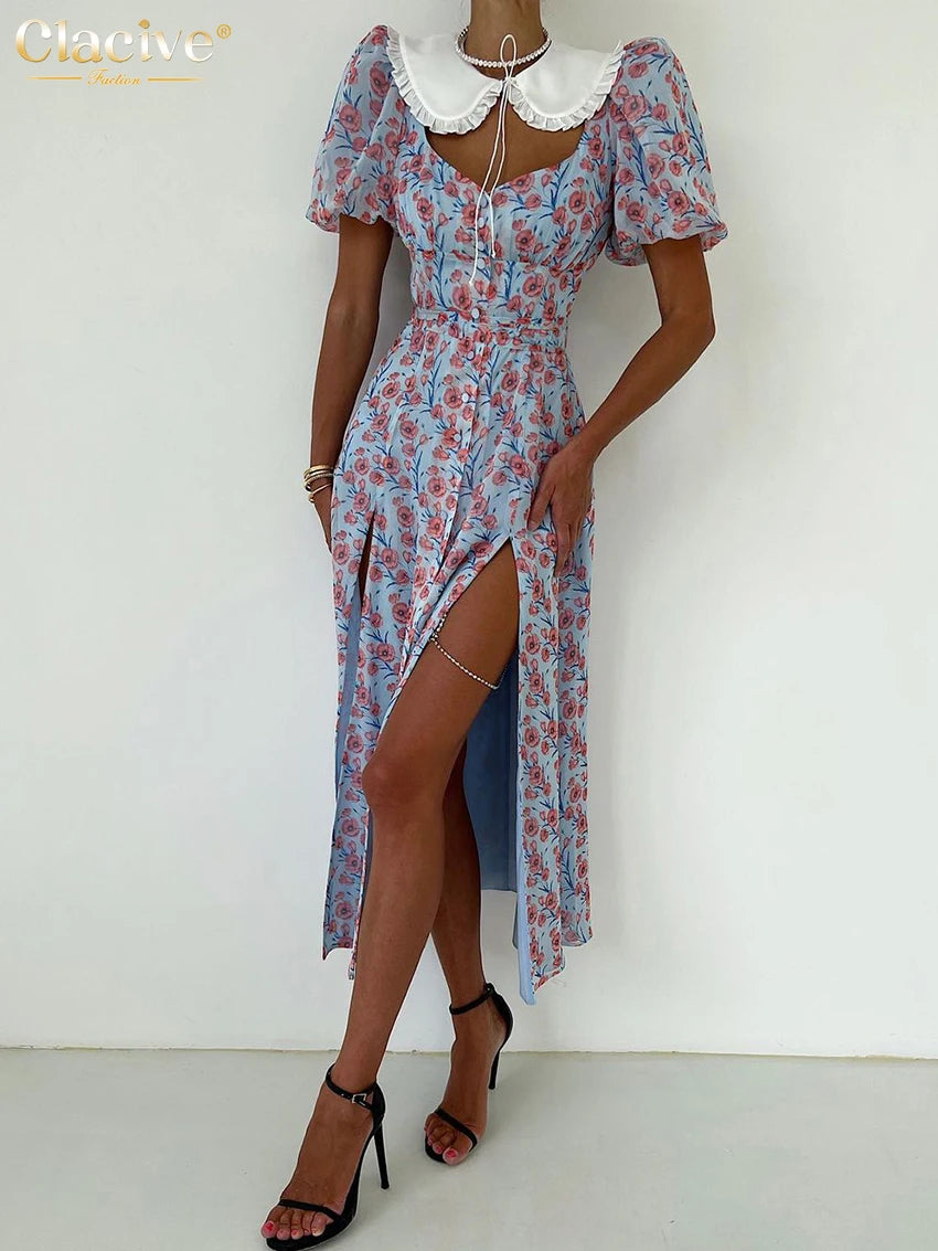 vestido ajustado de verano para mujeres, vestido Sexy elegante con cuello de muñeca, manga abombada