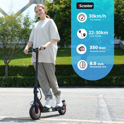 IScooter-patinete eléctrico i9 para adulto, Scooter plegable con Control por aplicación, batería de 7,5 Ah, 30 km/h, 350w