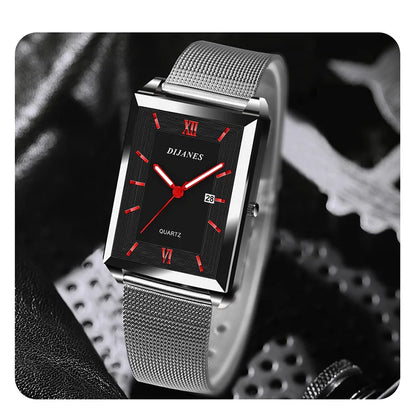 Reloj de lujo para hombre, Reloj de pulsera de cuarzo a la moda, pulsera con cadena de acero inoxidable