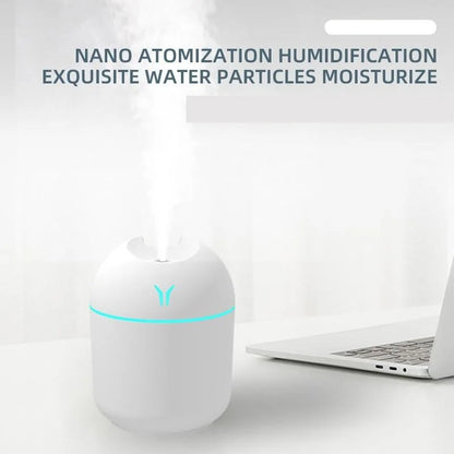 Mini humidificador de aire con USB, difusor de aceites esenciales aromáticos para el hogar y el coche, generador de niebla silencioso ultrasónico con lámpara LED de Color, 250ML