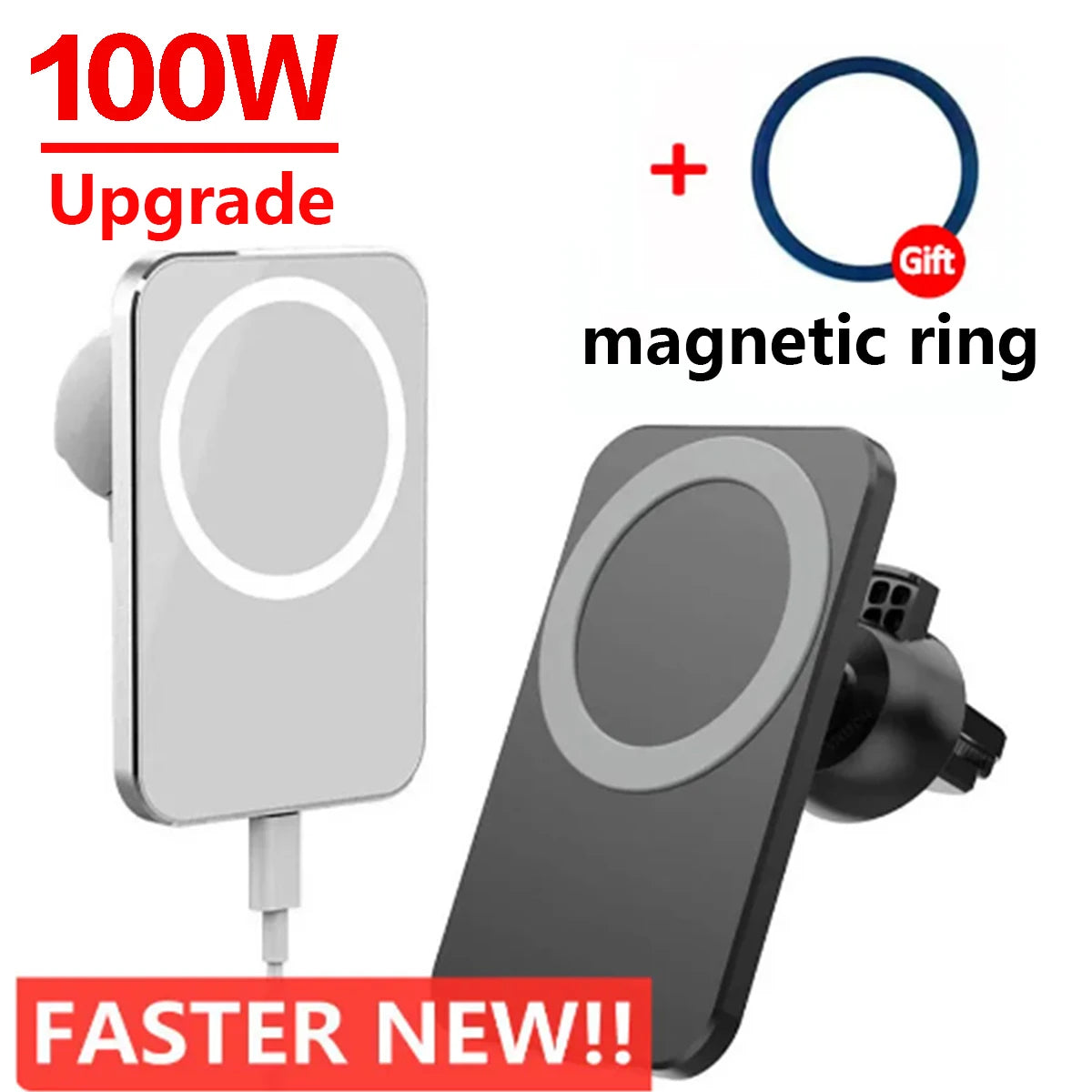 Cargador inalámbrico magnético rápido para coche de 100 W, nuevo, para iPhone 15/13 Pro Max/14/12/11 Pro Max, mini soporte magnético para teléfono