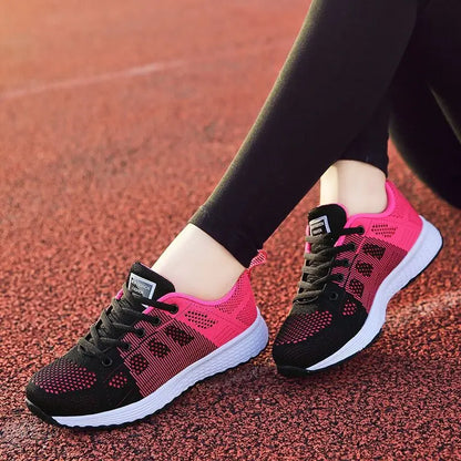 Zapatillas De Deporte transpirables Para Mujer, zapatos planos informales con cordones, De malla, ligeros