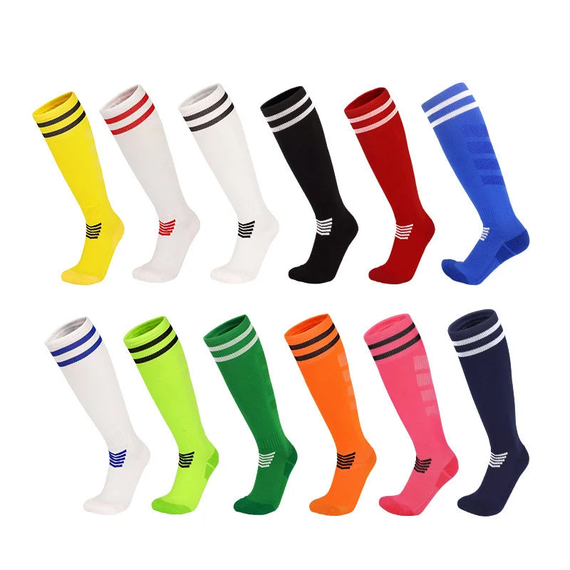 Calcetines de fútbol con fondo de toalla para adultos, jóvenes y niños, transpirables, hasta la rodilla, para entrenamiento, calcetines largos, prácticos y competitivos, de malla