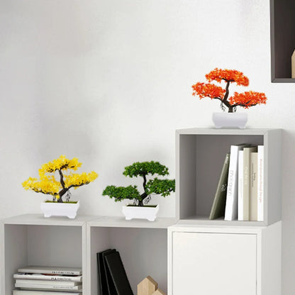 Plantas artificiales de plástico, bonsái, árbol pequeño, maceta de simulación, mesa, adornos en maceta, arreglo de flores para jardín, decoración de mesa para el hogar