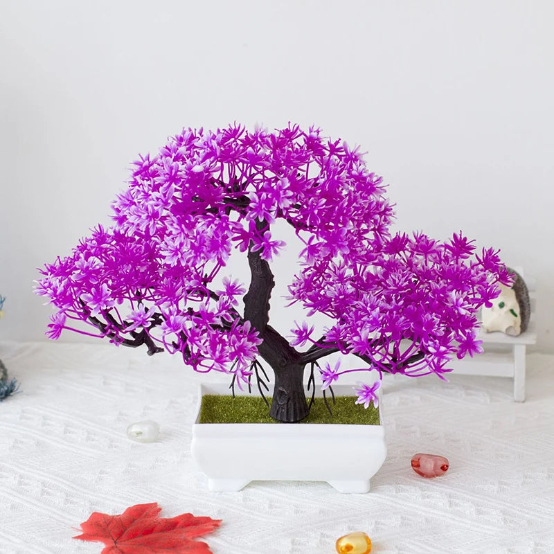 Plantas artificiales de plástico, bonsái, árbol pequeño, maceta de simulación, mesa, adornos en maceta, arreglo de flores para jardín, decoración de mesa para el hogar