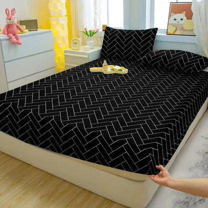 Sábana bajera mate con estampado geométrico moderno Simple, funda de cama estampada para dormitorio, ropa de cama (fundas de almohada no incluidas).