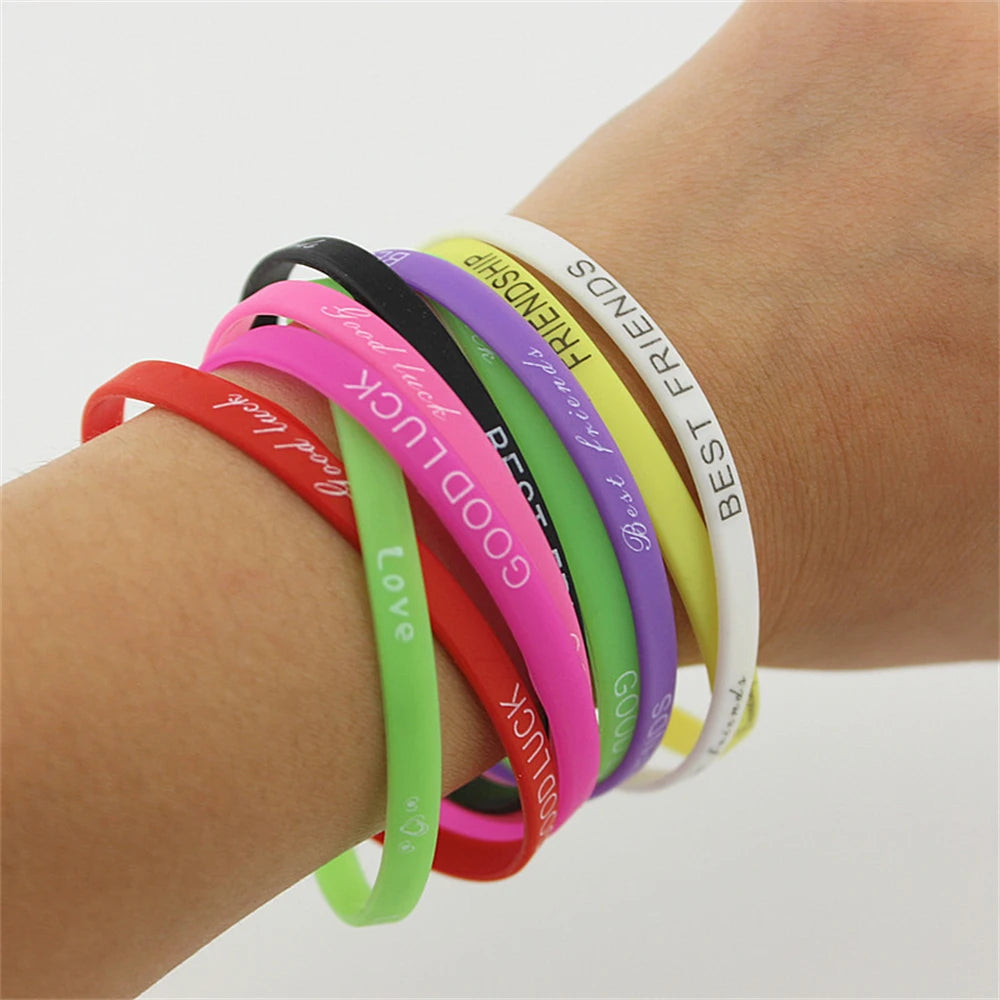 pulseras de silicona luminosas multicolores deportivas de moda para hombres y mujeres, pulseras de goma de estilo mixto, regalo de joyería