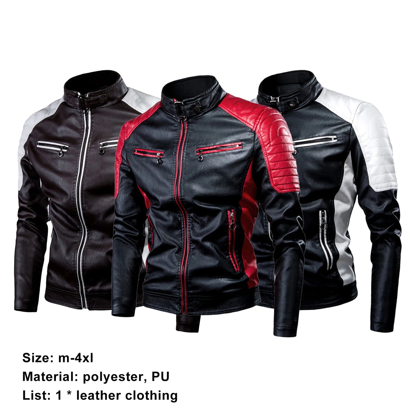 Chaqueta de motociclista con elegantes colores en contraste, abrigo clásico de motociclista, chaqueta de béisbol para hombre, estilo  con parches