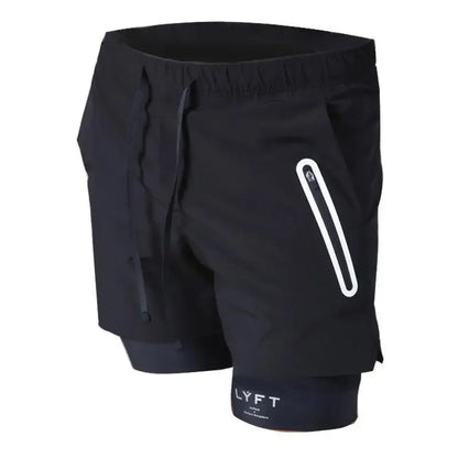 Pantalones cortos de gimnasio para hombre, 2 en 1, para correr, entrenamiento de culturismo, con bolsillo con cremallera