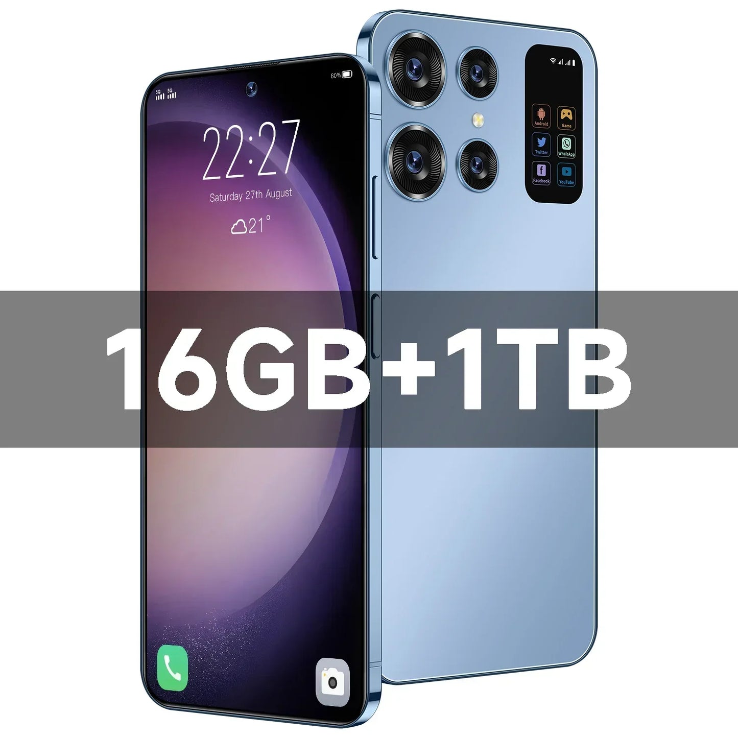 Teléfono inteligente S24 Ultra versión global Snapdragon8 Gen2 16G+1T 7000mAh 48+72MP 4G/5G Android Teléfono móvil Dual SIM Desbloqueo facial