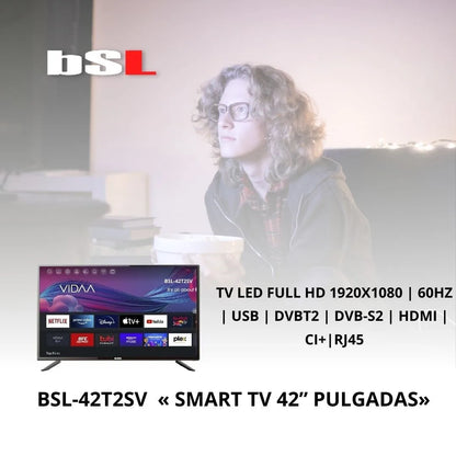 Smart TV 42 pulgadas | WiFi | RJ45 | Resolución Full HD 1920X1080p | USB | DVBT2/S2/C | Compatible con Youtube, Netflix, Disney+, Dazn, prime | HDMI [clase de eficiencia energética E]