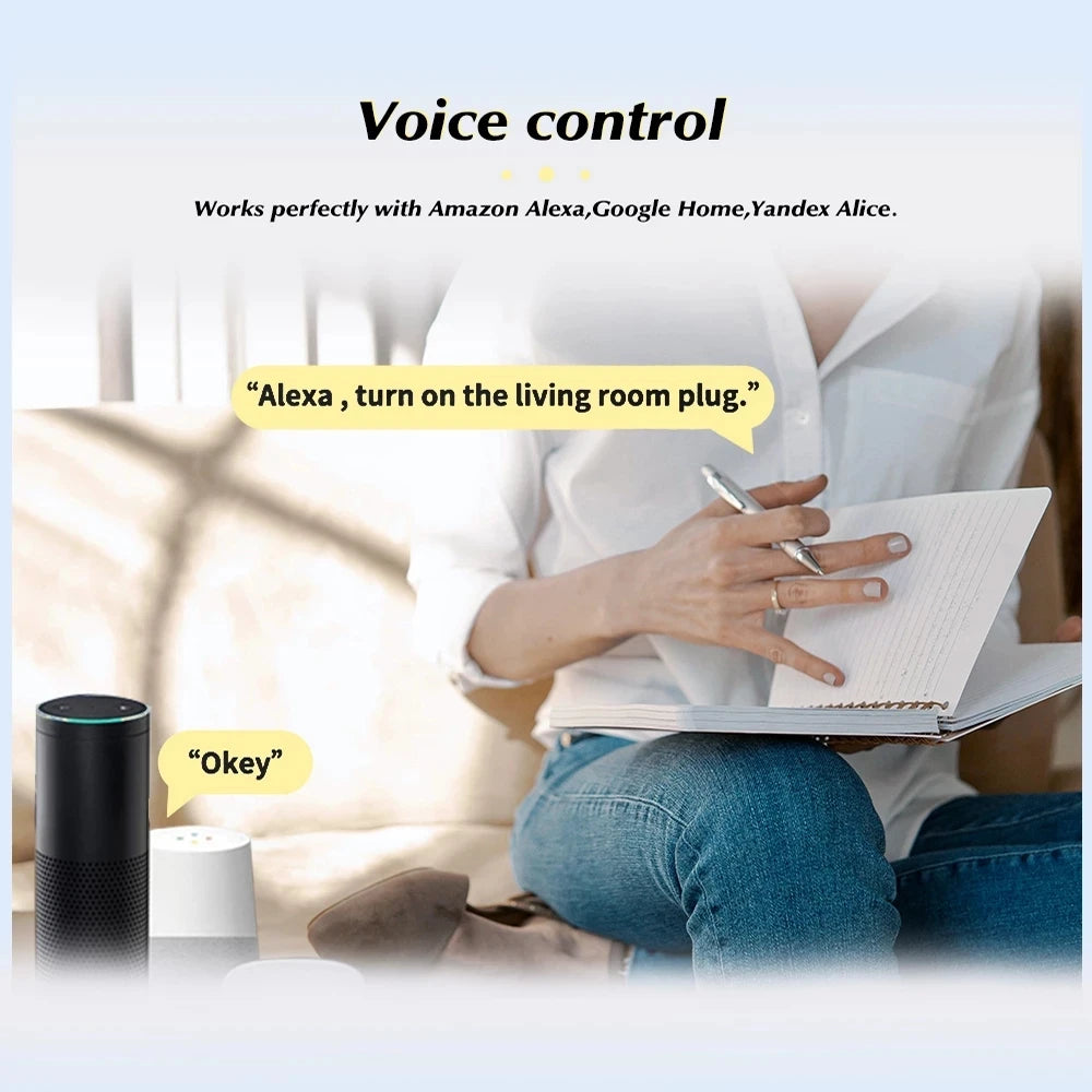 Enchufe inteligente UE 16A/20A CA 100-240V Wifi Enchufe inteligente Toma de corriente Control de voz Alexa Google Home Tuya Smart Life APP