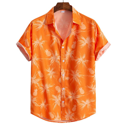 Camisa para hombre, blusa con estampado geométrico de flores a la moda, blusa de playa de un solo pecho, ropa de vacaciones para hombre