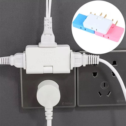 Adaptador de enchufe de la UE, enchufe plano de 3 vías, enchufe de extensión giratorio de 180 grados, 3 en 1, convertidor de enchufe de viaje plegable portátil