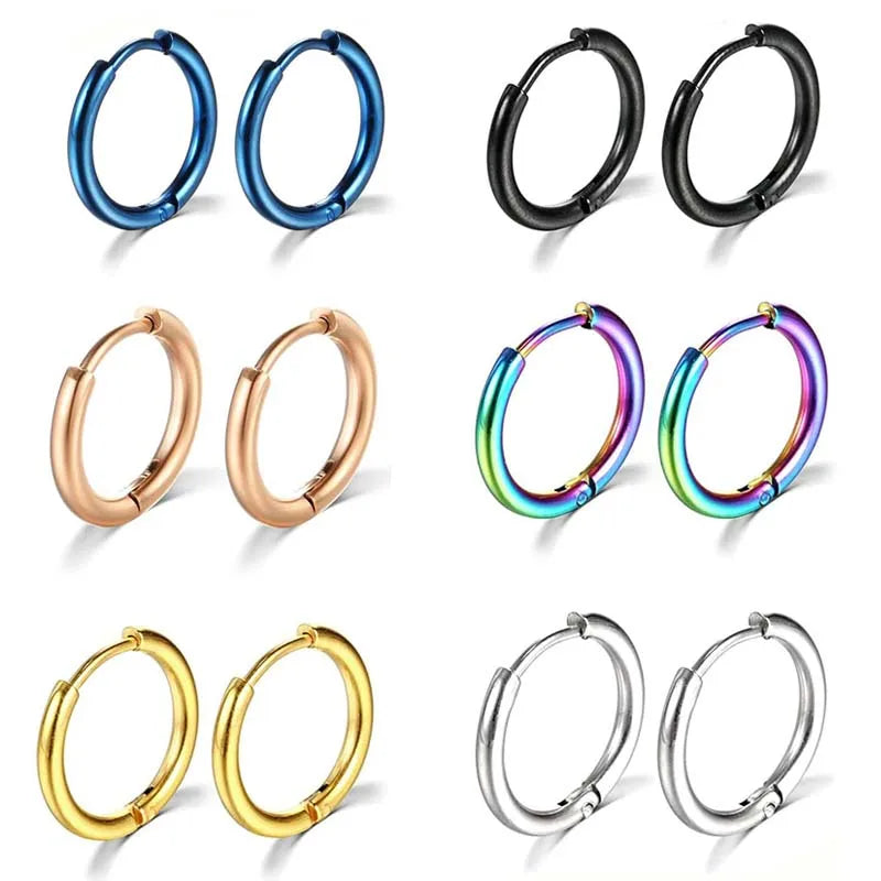 1 par de pendientes de aro de acero inoxidable para mujer y hombre, color dorado, pequeños pendientes para niña, joyería para mujer, aretes para piercing de cartílago