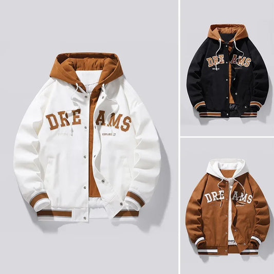 Chaqueta de béisbol universitario de alta calidad para hombre, nueva chaqueta de otoño de marca de moda, chaqueta con capucha para estudiantes que combina con todo, abrigos de talla grande para mujer