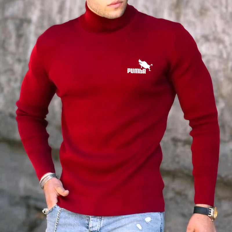 Camisa de algodón y cachemira para hombre, de primavera, otoño e invierno, con cuello alto, informal, de manga larga y alta elasticidad, para deportes