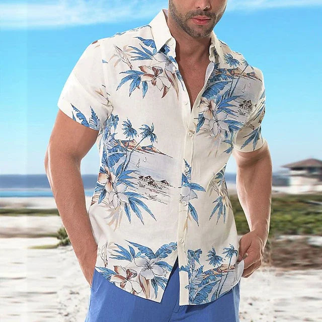 Camisas de cocoteros  para hombre, camisa con estampado 3D para hombre, camisetas de playa de manga corta  blusa de moda para hombre, camisa