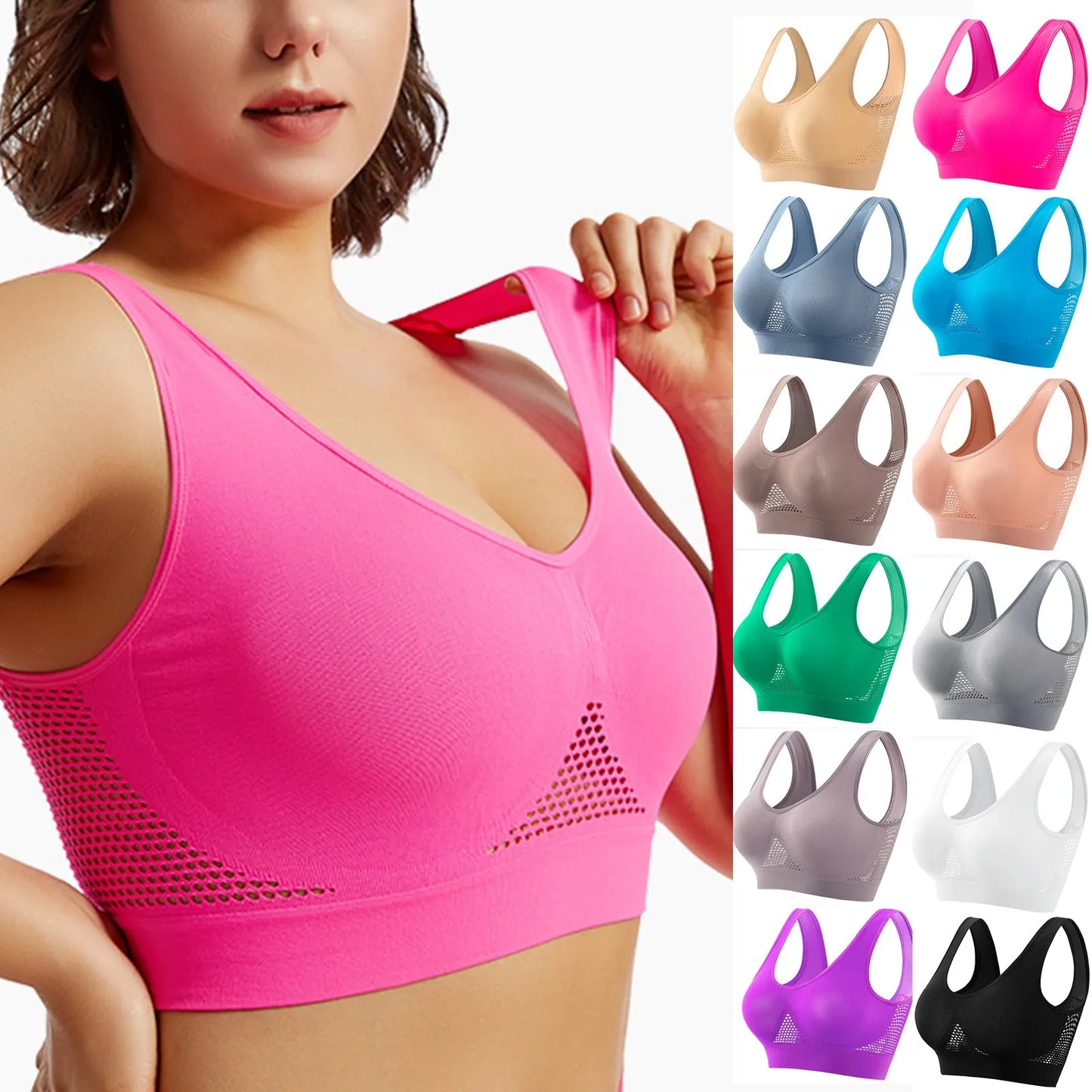 Hermoso sujetador deportivo para la espalda, a prueba de golpes, para correr, fitness, antiflacidez, parte superior, soporte suave, chaleco de yoga de alta resistencia para mujer