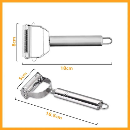 Pelador de cocina multifuncional, pelador de frutas y verduras, cortador de patatas duradero de acero inoxidable, triturador doméstico, pelador de zanahorias