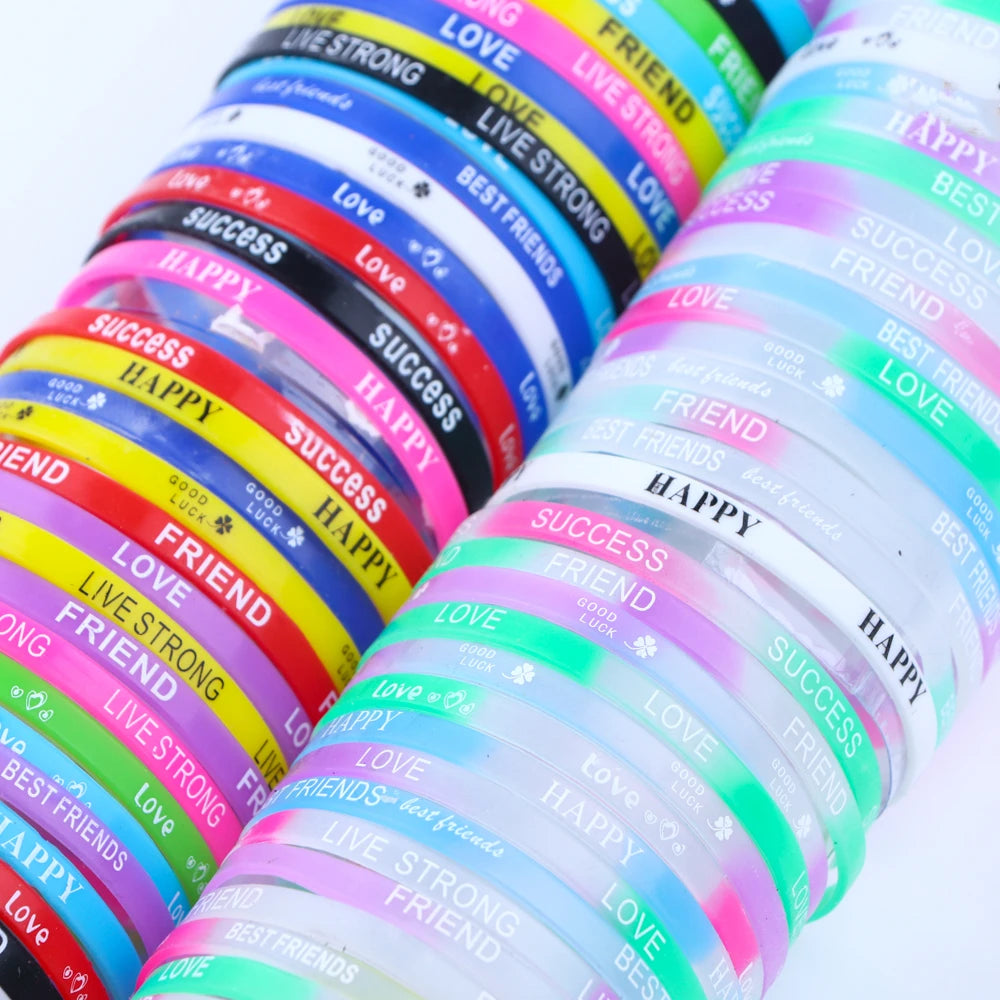 pulseras de silicona luminosas multicolores deportivas de moda para hombres y mujeres, pulseras de goma de estilo mixto, regalo de joyería