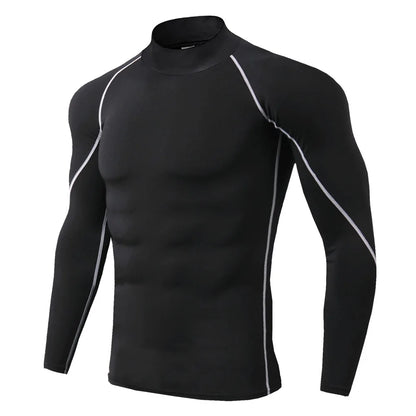 Camiseta deportiva para hombre, de secado rápido, para culturismo, para correr, de manga larga, de compresión, para gimnasio, ajustada, para fitness